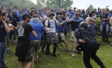 Los ultras del Oviedo causaron incidentes con los aficionados del Cádiz antes del encuentro