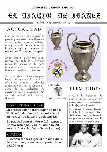El Diario de Ibáñez, de la peña madridista Ibáñez, de Madrid.