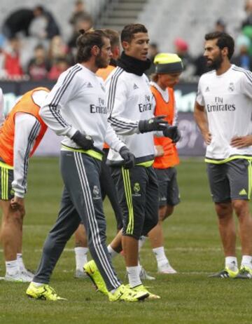 Bale y Cristiano Ronaldo durante el entrenamiento. 