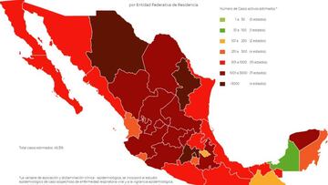 Mapa, muertes y casos de coronavirus en México por estados hoy 23 de octubre