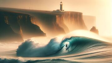 Un tubo en Nazaré hecho con Inteligencia Artificial.