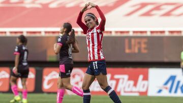   Joseline Montoya celebrates her goal 4-0 of Guadalajara during the game Guadalajara vs Monterrey, corresponding to the 16th round match of the Liga BBVA MX Femenil Clausura Guard1anes 2021, at Akron Stadium, on April 26, 2021.
 
 &lt;br&gt;&lt;br&gt;
 
 Joseline Montoya celebra su gol 4-0 de Guadalajara durante el partido Guadalajara vs Monterrey, correspondiente a la jornada 16 de la Liga BBVA MX Femenil Clausura Guard1anes 2021, en el Estadio Akron, el 26 de Abril de 2021.