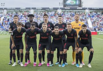 El once inicial del Atlético de Madrid. 