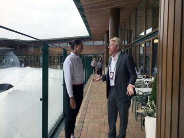 Garbiñe, con Boris Becker en Wimbledon.