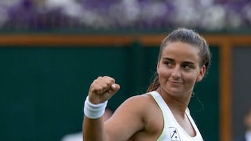 Esquiva celebrando un punto en Wimbledon.