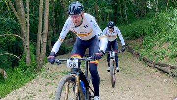 David Valero y Jofre Cullell entrenan sobre el recorrido de la prueba XCO de MTB de los Juegos Olímpicos de París 2024.