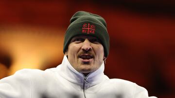 Boxing - Heavyweight World Title Fight - Oleksandr Usyk v Tyson Fury - Open Workouts - Kingdom Arena, Riyadh, Saudi Arabia - December 18, 2024 Oleksandr Usyk during the open workout REUTERS/Hamad I Mohammed