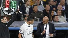 James, será por primera vez titular con Zidane en liga