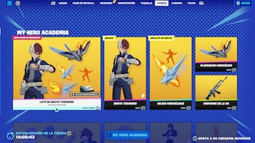 fortnite my hero academia nuevas skins shoto todoroki eijiro kirishima mina ashido