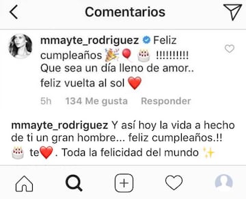 Las felicitaciones de cumpleaños de Mayte Rodríguez a Alexis Sánchez.