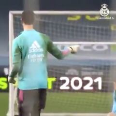 Courtois auditions for role as Real Madrid's free-kick taker