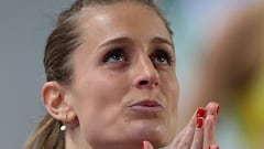 Athletics - European Athletics Indoor Championships - Atakoy Arena, Istanbul, Turkey - March 2, 2023  Spain's Lorea Ibarzabal reacts after the women's 800m heat 5 REUTERS/Umit Bektas