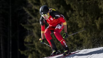 Oriol Cardona, durante el descenso.