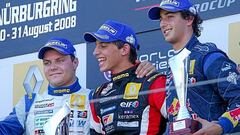 Bottas, Merhi y Ricciardo en un podio de la Eurocup 2008.