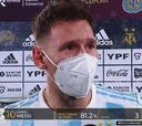 Un momento que quiebra el corazón: Messi llorando en la entrevista a pie de campo