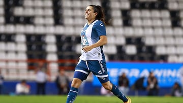 Andrea Pereira celebrates her goal 1-0 of Pachuca during the Quarterfinal second leg match between Pachuca and FC Juarez as part of the Liga BBVA MX Femenil, Torneo Apertura 2024 at Hidalgo Stadium on November 10, 2024 in Pachuca, Hidalgo, Mexico.