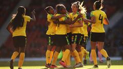 La selección de Jamaica, celebra un gol en el amistoso ante Escocia del pasado martes.