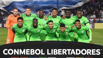 Players of Atletico Nacional pose for a picture ahead of the Copa Libertadores group stage football match between Uruguay's Nacional and Colombia's Atletico Nacional at the Gran Parque Central stadium in Montevideo, on May 28, 2025. (Photo by DANTE FERNANDEZ / AFP)