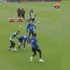 Deberían televisarse en abierto sus entrenamientos: el brutal golazo de Messi con caño incluido