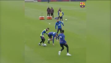 Deberían televisarse en abierto sus entrenamientos: el brutal golazo de Messi con caño incluido