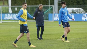Retuerta y Trilli en el entrenamiento del Deportivo.