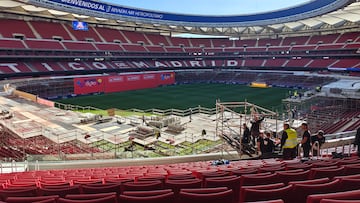 El Metropolitano, con obras para instalar la mayor pista de hielo de Europa.