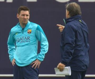 Messi con Tata Martino durante el entrenamiento del sábado.