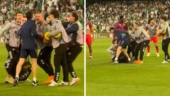 La imagen de un utillero del Sevilla y recogepelotas del Betis a punto de pegarse