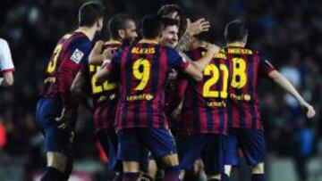 El Barcelona celebra su primer gol.