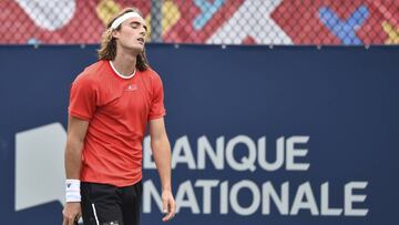 Tsitsipas se lamenta por un error en Cincinnati.