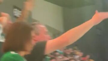 Eagles fans mocking the Chiefs fans chop during Super Bowl LIX game