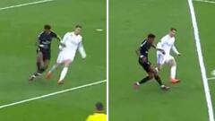 La falta de la que se queja el PSG antes del segundo gol no es