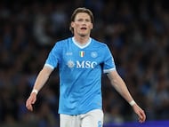 Soccer Football - Serie A - Napoli v Cremonese - Stadio Diego Armando Maradona, Naples, Italy - April 24, 2026 Napoli's Scott McTominay reacts REUTERS/Ciro De Luca