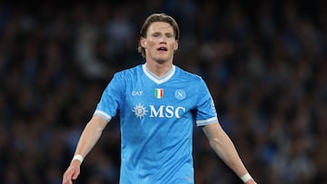 Soccer Football - Serie A - Napoli v Cremonese - Stadio Diego Armando Maradona, Naples, Italy - April 24, 2026 Napoli's Scott McTominay reacts REUTERS/Ciro De Luca