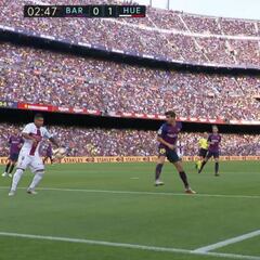 El gol récord del Huesca al Barcelona: 19 pases previos
