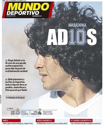 Así vivió la prensa internacional el fallecimiento de Maradona: algunas portadas pasarán a la historia