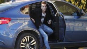 Joao Pereira a su llegada al entrenamiento.