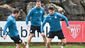 I&ntilde;igo Vicente y Vencedor, con Dani Garc&iacute;a esta ma&ntilde;ana en Lezama.