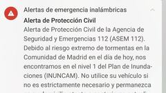 ¿Te ha llegado una alerta de Protección Civil? Así debes actuar ante la DANA en Madrid