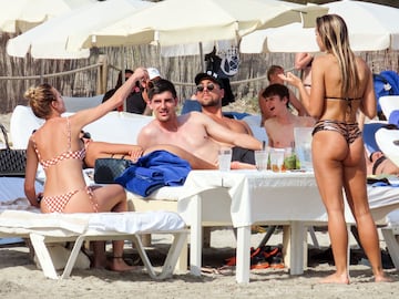 The Real Madrid and Belgium goalkeeper is recharging his batteries on the beaches of the Spanish island Ibiza.