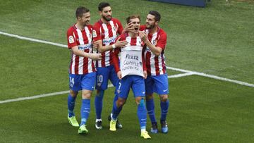 Griezmann celebra su primer gol.