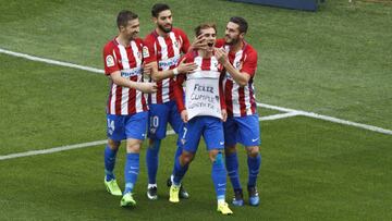 Griezmann celebra su primer gol. 