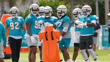 Miami Dolphins during training camp at Baptist Health Training Complex.