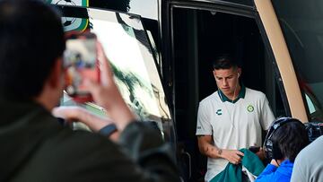 SAN LUIS POTOSI, MEXICO - FEBRUARY 16: James Rodriguez of Leon arrives to stadium prior to the 7th round match between Atletico San Luis and Leon as part of the Torneo Clausura 2025 Liga MX at Estadio Alfonso Lastras on February 16, 2025 in San Luis Potosi, Mexico. (Photo by Ricardo Hernandez/Jam Media/Getty Images)
