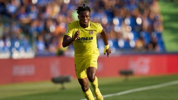GETAFE, SPAIN - AUGUST 28: Samu Chukwueze of Villarreal CF in action during the LaLiga Santander match between Getafe CF and Villarreal CF at Coliseum Alfonso Perez on August 28, 2022 in Getafe, Spain. (Photo by Angel Martinez/Getty Images)