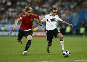 Fernando Torres marca el único gol de la final de la Eurocopa 2008 ante Alemania. 