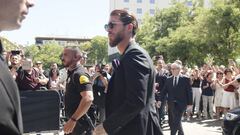 Sergio Ramos, a su llegada al S&aacute;nchez Pizju&aacute;n. 