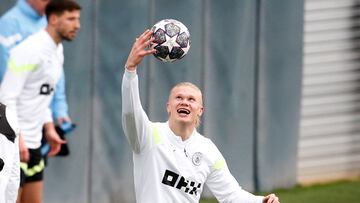 Haaland, en el entrenamiento de ayer.