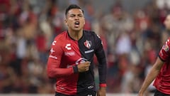 Ian Jairo Torres celebrates his goal 1-0 of Atlas during the game Atlas vs Puebla, corresponding to first leg match Quarterfinal of the Torneo Clausura Guard1anes 2021 of the Liga BBVA MX, at Jalisco Stadium, on May 12, 2021.
 
 &lt;br&gt;&lt;br&gt;
 
 Ia