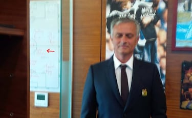 Is that Pogba's name written on Mourinho's whiteboard?